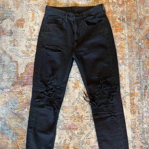 American Eagle Black Distressed Mom Jean